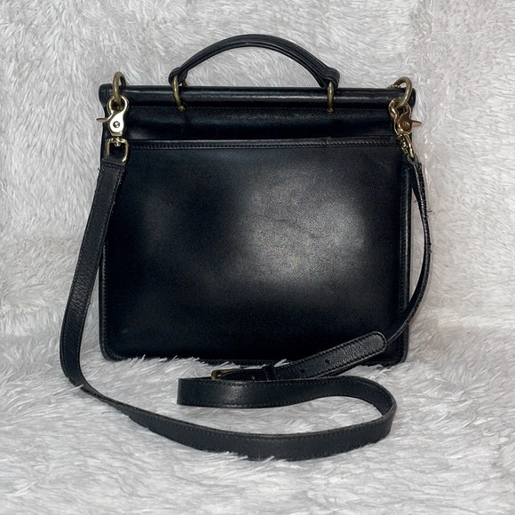 Coach Vintage Willis Unisex Leather Messenger Crossbody Shoulder Bag 9927 Black - Picture 11 of 17